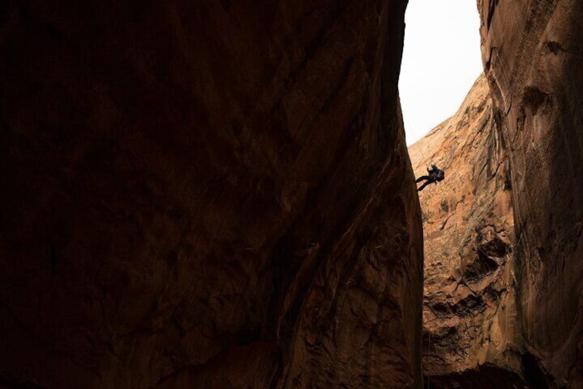 A canyoneer enjoys the silence and solitude of the wild