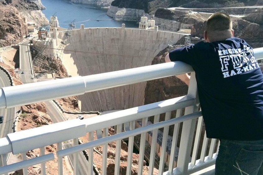 Viewing Hoover Dam during our stop at the bypass bridge.