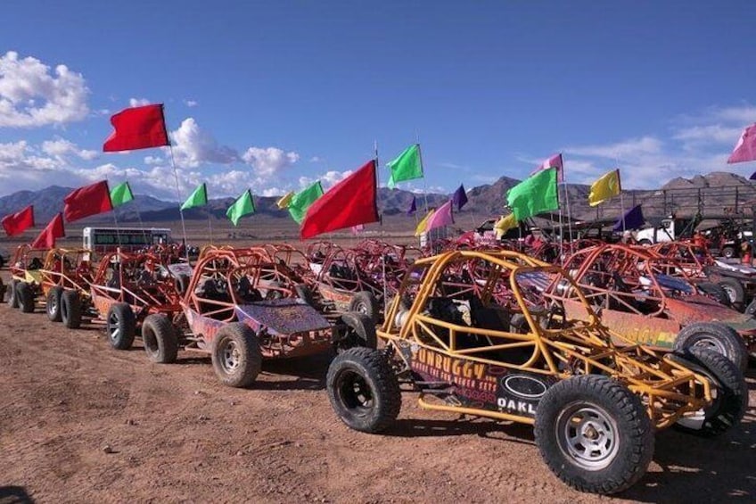 SunBuggy Desert Racers Awaiting you! Each hand built machine is unique and themed differently! It's all about the FUN! 