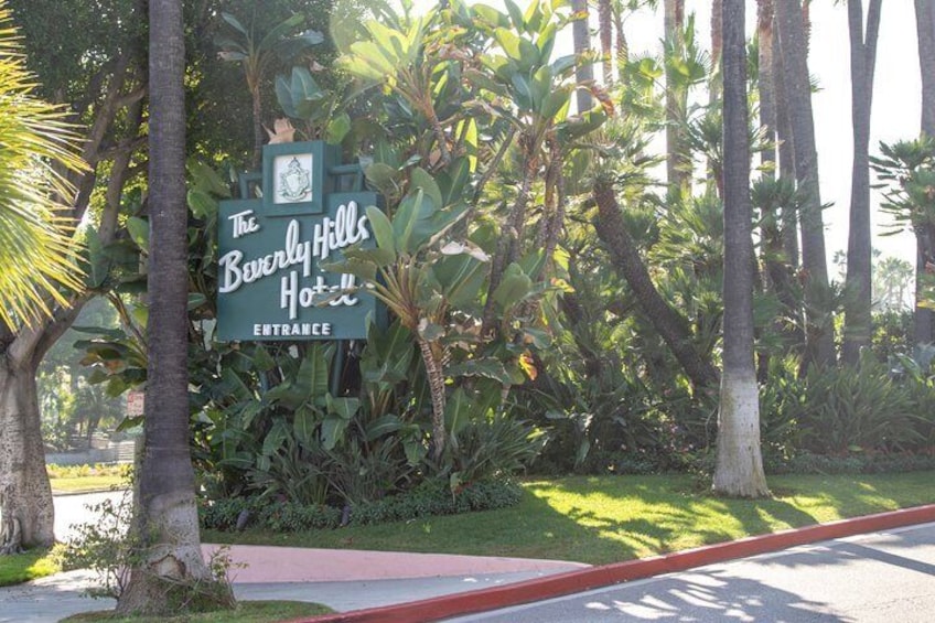 Named the first historic landmark in Beverly Hills and located on Sunset Boulevard, The Beverly Hills Hotel hosts film stars and other celebrities in its signature pink and green colored suites.
