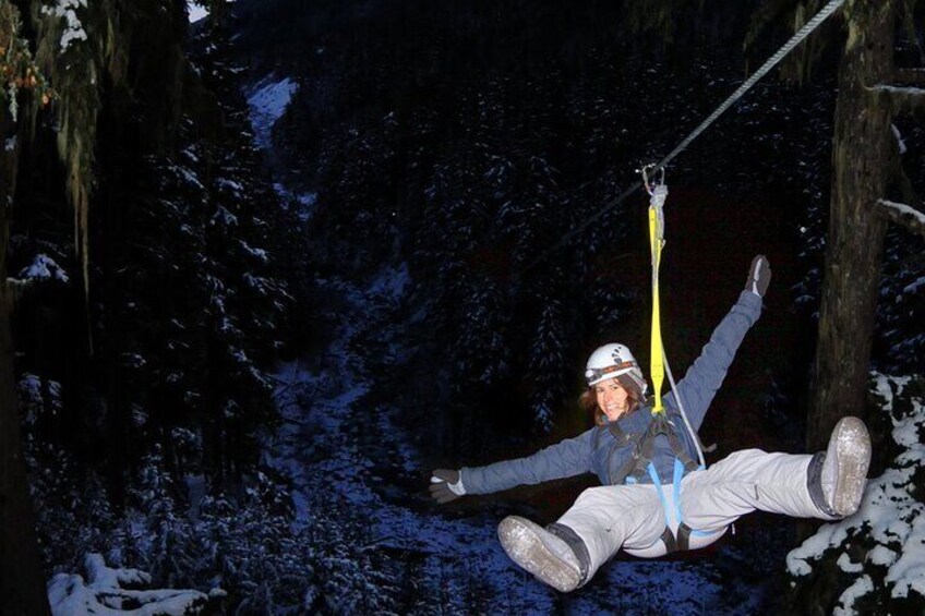 2 Hour Late Afternoon Winter Zipline Adventure