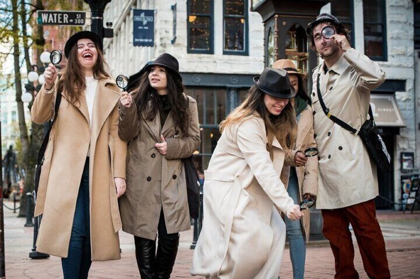 Trenchcoats and fedoras are great choices for Vancouver weather and the perfect detective costume! Our games run daily year round. 