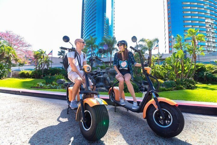 Explore San Diego on an electric scooter. 
