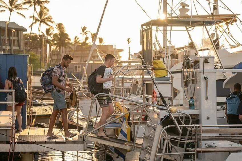 Boarding the Malolo headed to Molokini