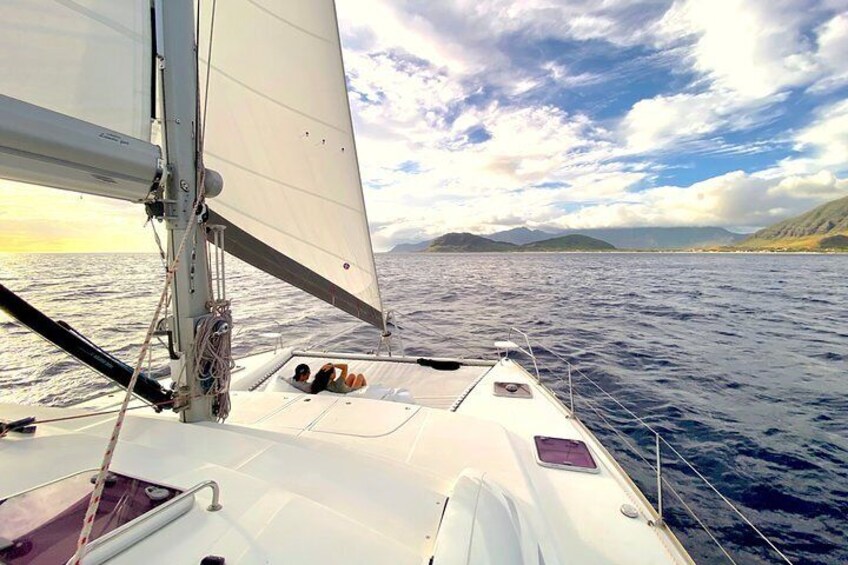 Sailing at Sunset on the bean bags