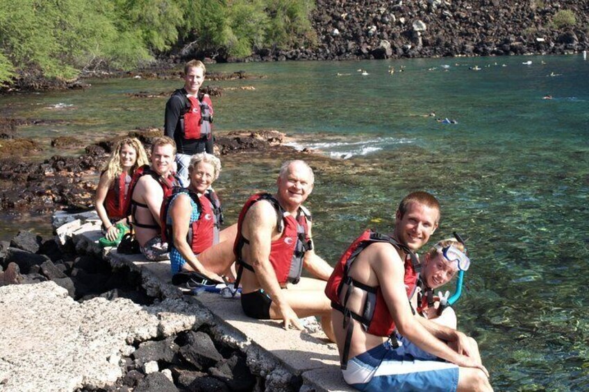 Getting ready to snorkel from Captain Cook Monument