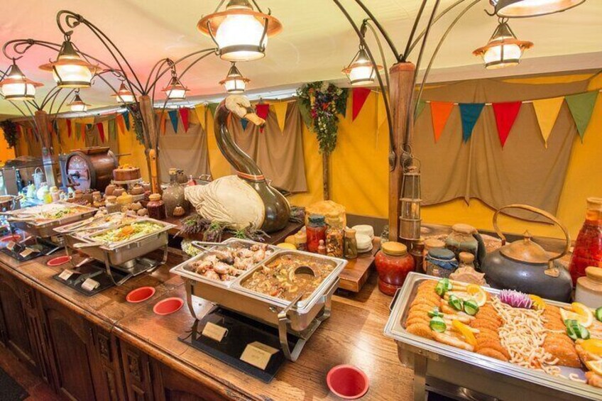 Enjoy a buffet lunch in the Party Marquee