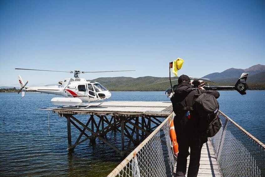 Getting on the helicopter