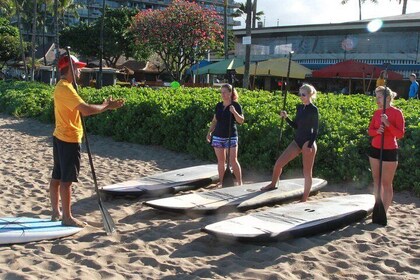 Stand-up paddle-boardles op het strand van Ka'anapali