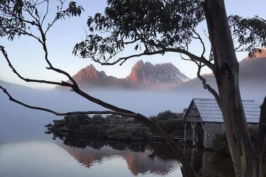 Fog lifting over Dove Lake