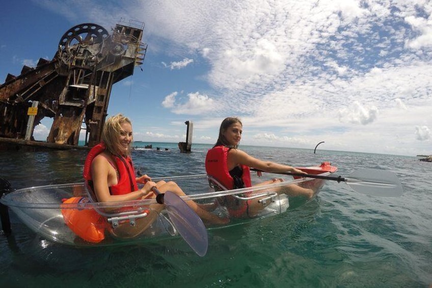 Transparent Kayaking around Tangalooma Shipwrecks