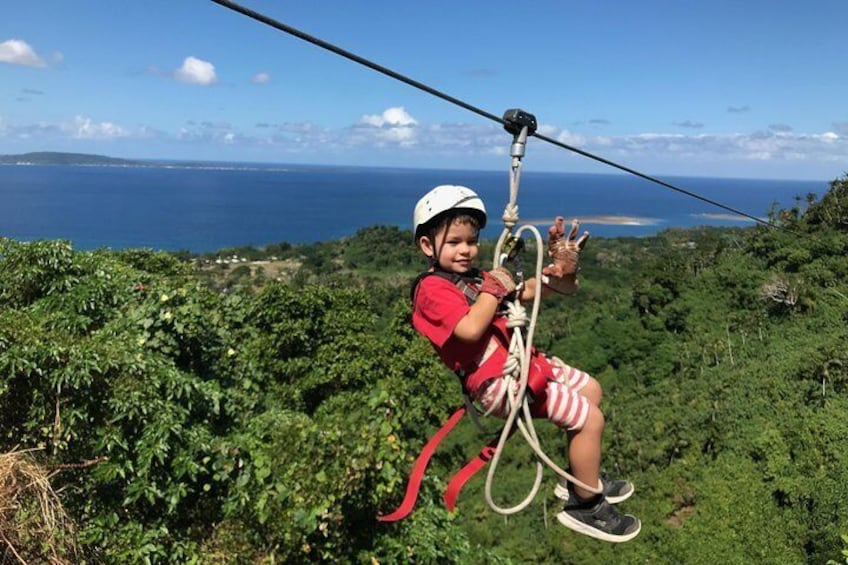 Kids as young as four years are happy to zipline!