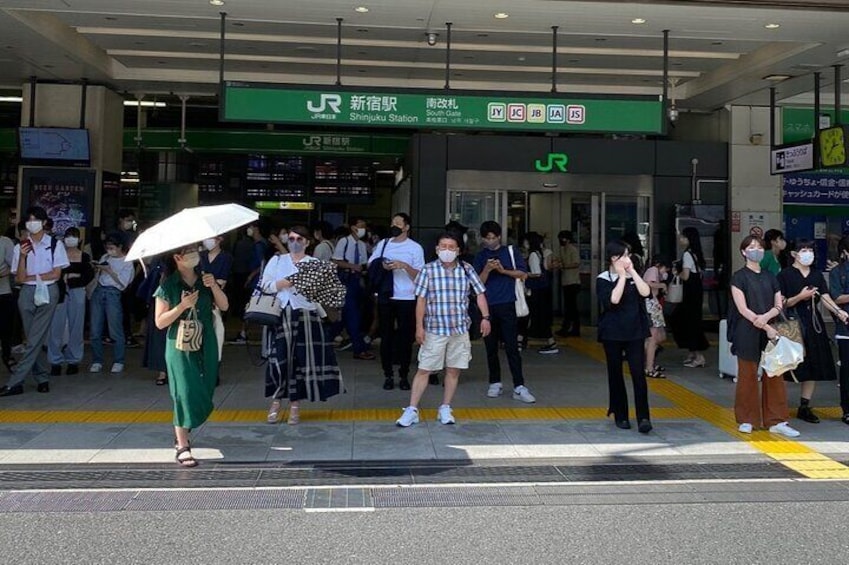 The meeting point at the south entrance to Shinjuku station. 