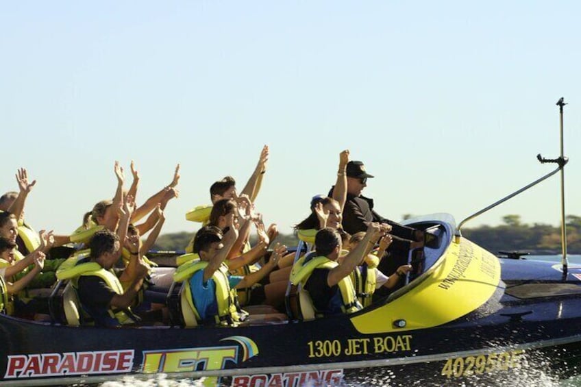 Paradise Jet Boating Gold Coast Hands in the air broadwater