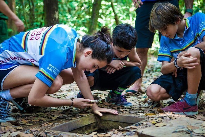 Students explore secret entrance