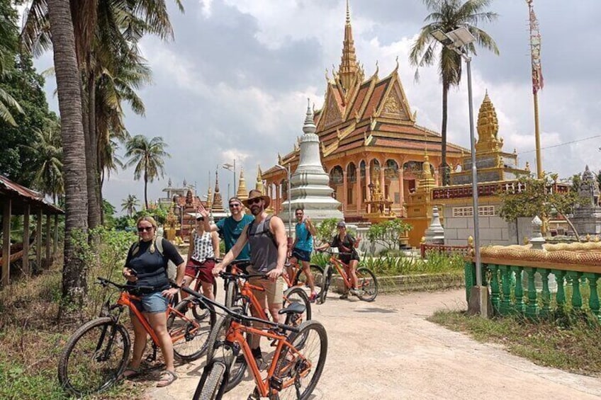 Buddha temple on the island of Mekong 
