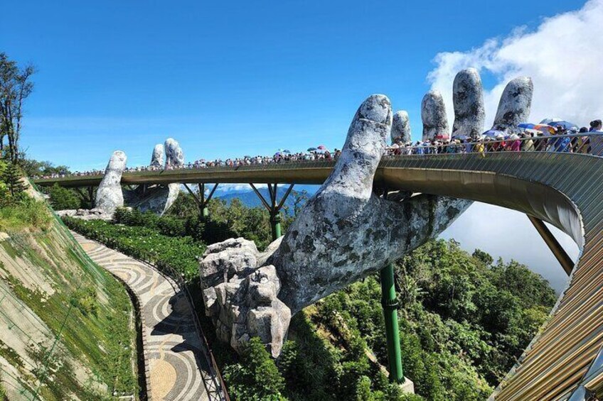 Guided Fullday Tour :Golden Bridge,Dragon Bridge,Marble Mountain,Monkey Mountain