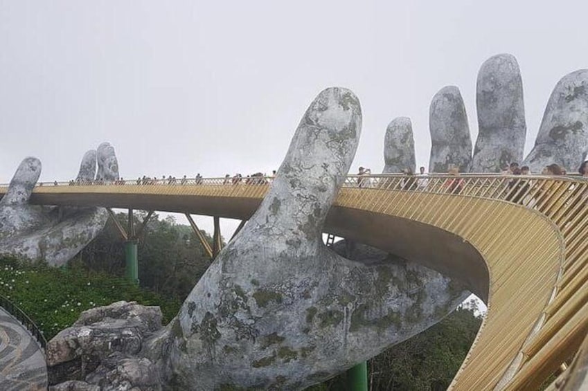 Guided Fullday Tour :Golden Bridge,Dragon Bridge,Marble Mountain,Monkey Mountain