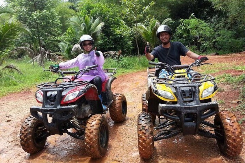 Ride side by side with a friend on a ATV