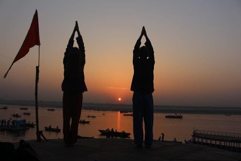 Sun Salutation Yoga at the Ghats