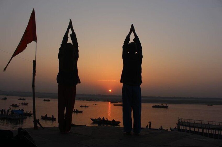 Sun Salutation Yoga at the Ghats