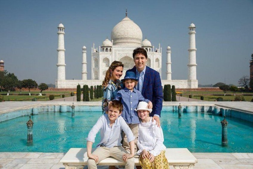 Canadian Prime Minister with his family at Taj Mahal