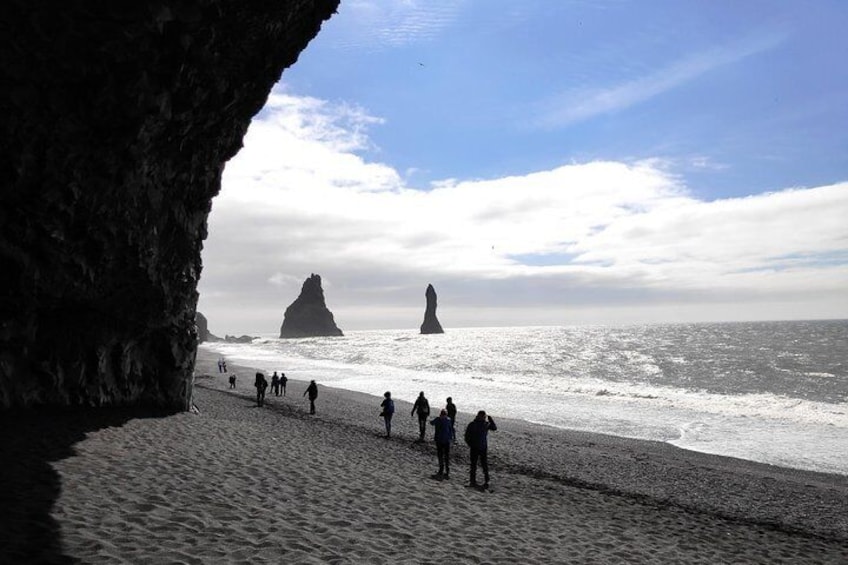 Reynisdrangar seen from Black Sand Beach Reynisfjara