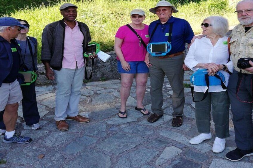 Host/representative show how to use the tablet in ancient olympia