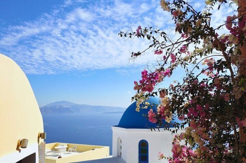 Colorful Blue Dome in Oia