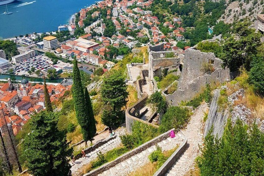 Last part of hiking is going trough San Giovanni castle all way to Kotor Old town.