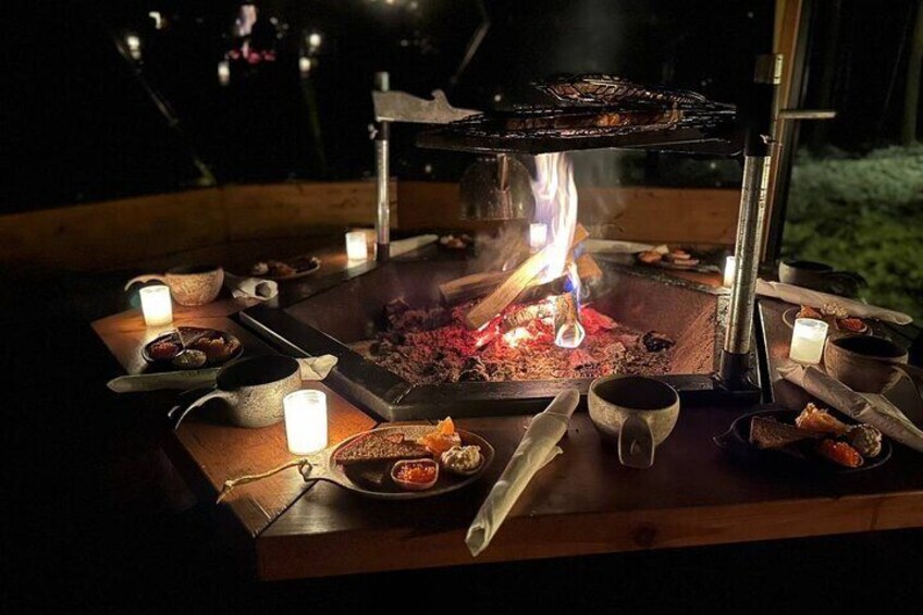 Northern Lights dinner in a Glass Igloo