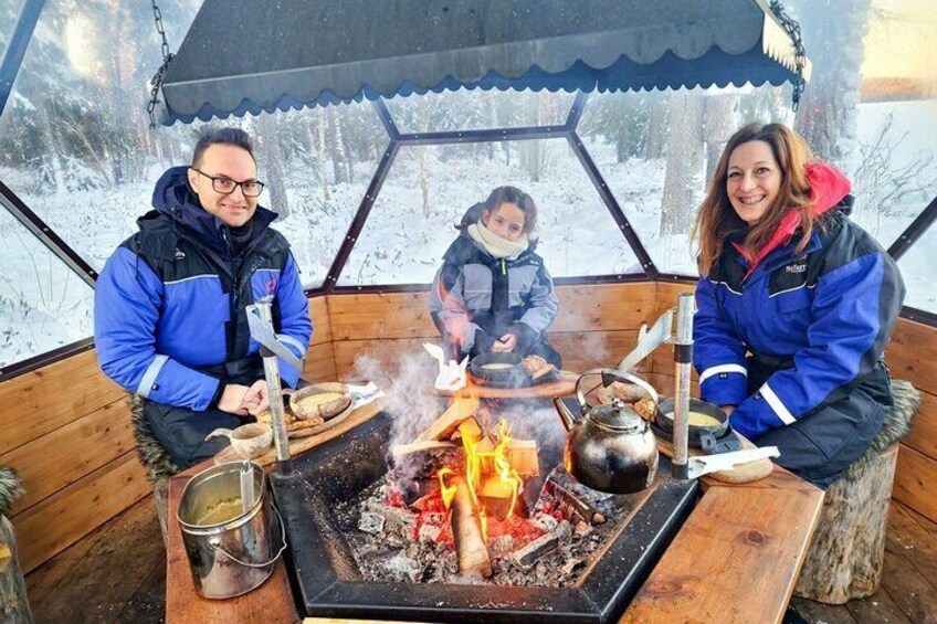 RRIVATE Ice Fishing Snow Scooters 3 course Lunch in a Glass Igloo