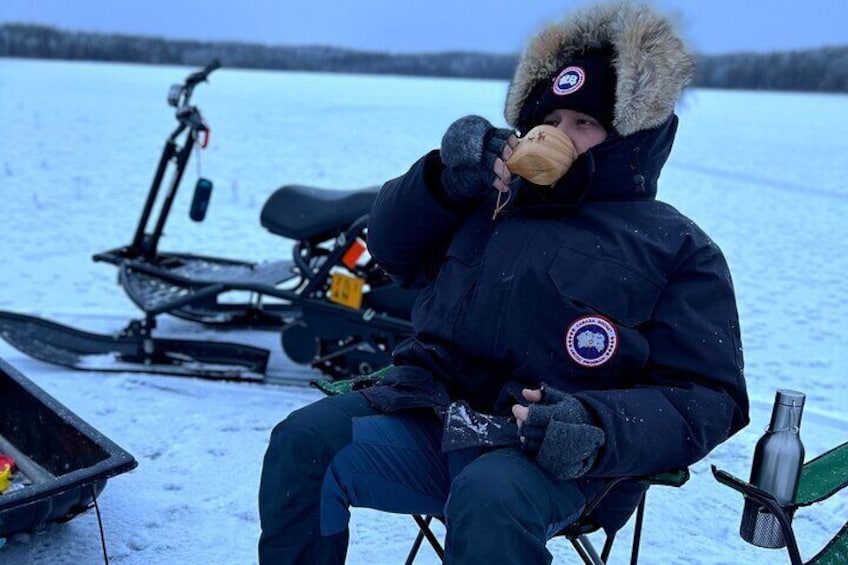 Ice Fishing with Local Guide and 3 course lunch in a Glass Igloo