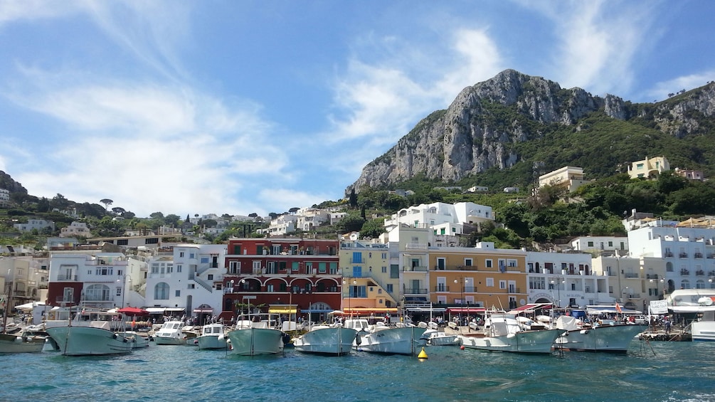 Landscape photo of the harbor in Capri, Italy.