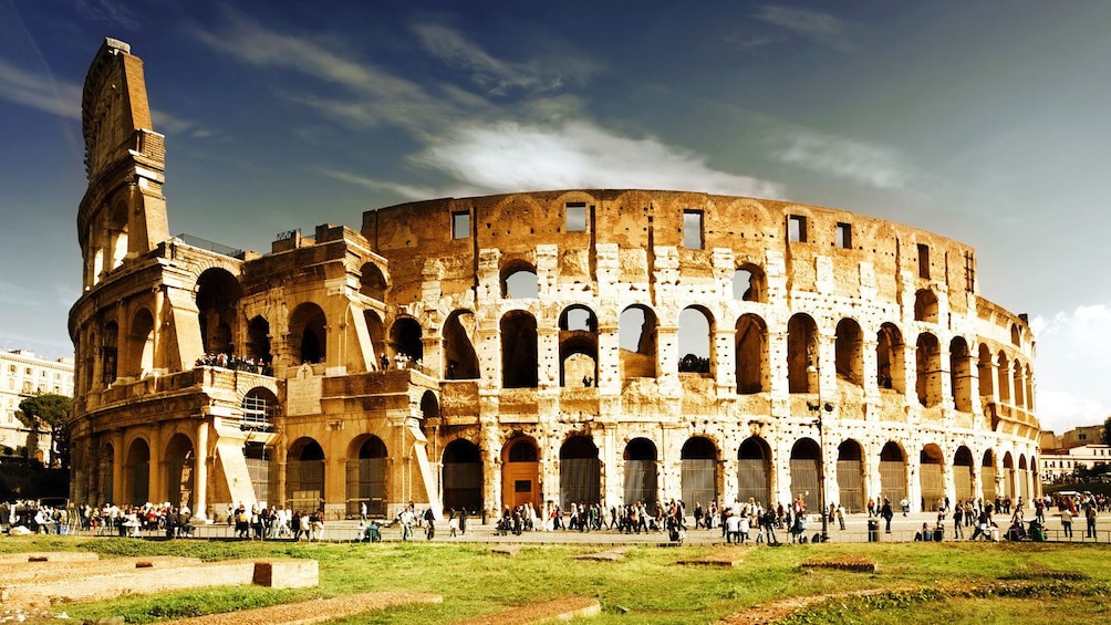 Exterior photo of the Colosseum.