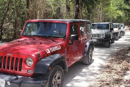 Cozumel Jeep Adventure naar Jade Caverns met lunch en snorkel