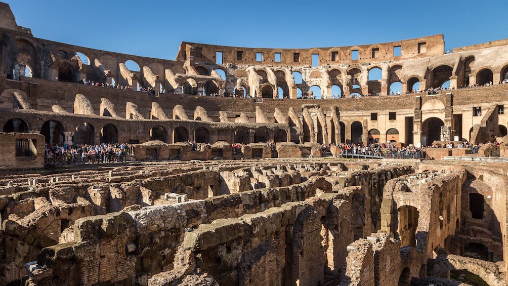 Detailed view of the Colosseum in Rome