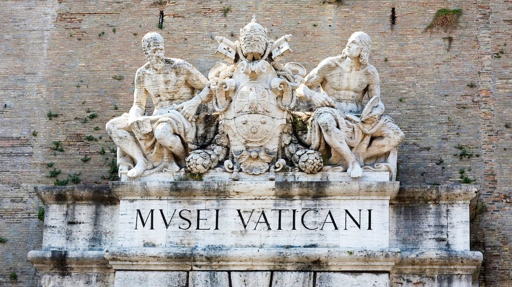 Roof sculpture on top of the Trevi Fountain in the Vatican.