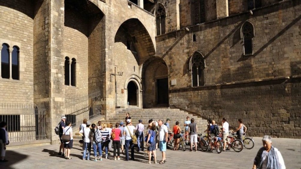 people gathered around Gothic Quarter in Barcelona