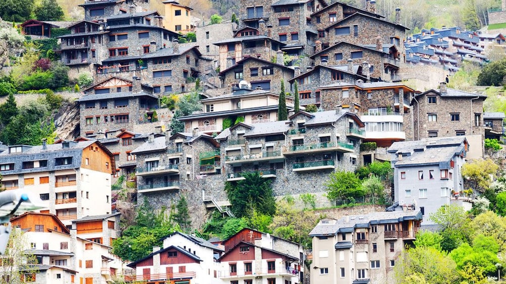 crowded homes in Andorra la Vella in Andorra, Spain