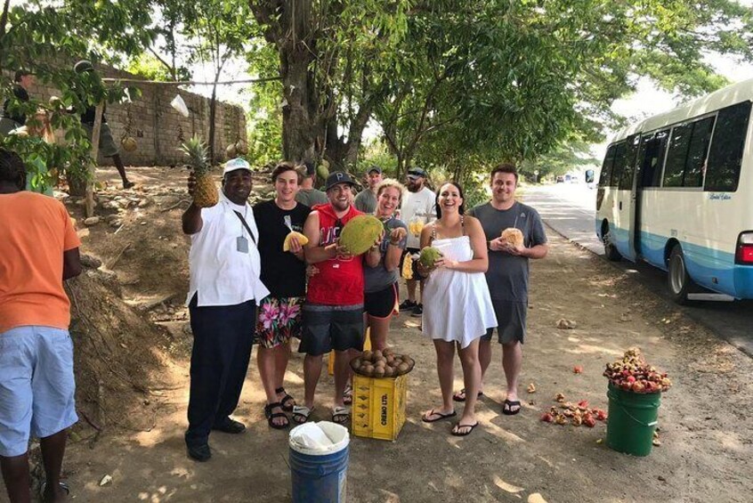 Local fruit vendors where you get to sample authentic fruits in season

Pineapples, Nesberries, Jackfruit which is our largest fruit on the island and coconut water