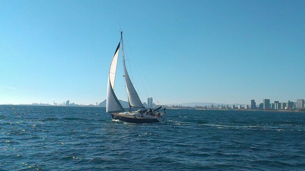 sailboat on Mediterranean sea in Barcelona