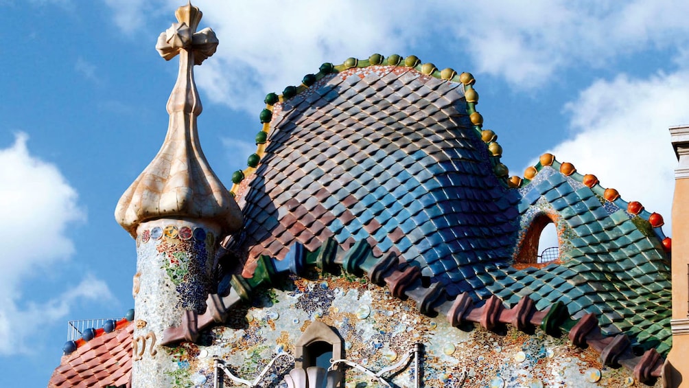 roof detail at detail at Casa Batlló Building in Barcelona, Spain