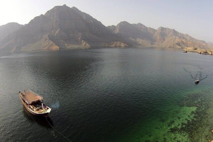 Dhow anchored for snorkeling