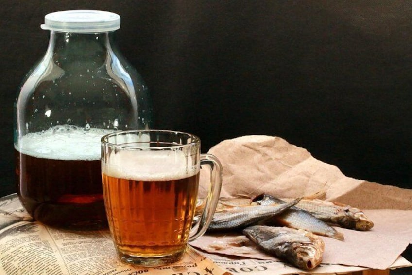 Beer with traditional snack