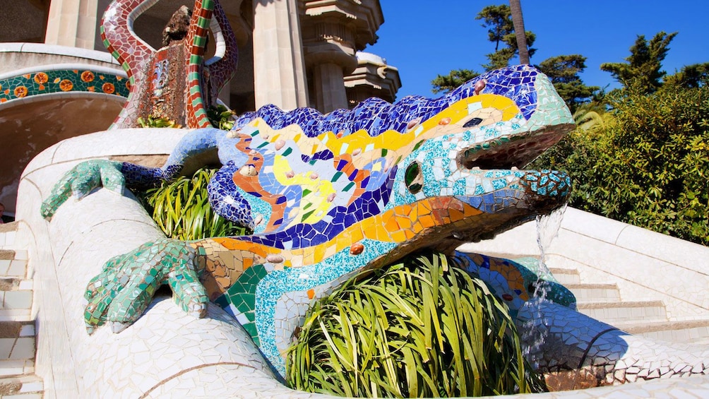 tile sculpture of lizard at Park Guell, in Barcelona