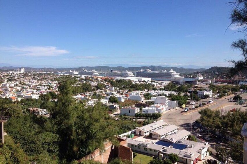 View of old town & cruise ships