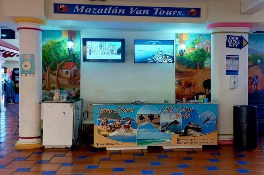 tour desk inside cruise ship terminal building