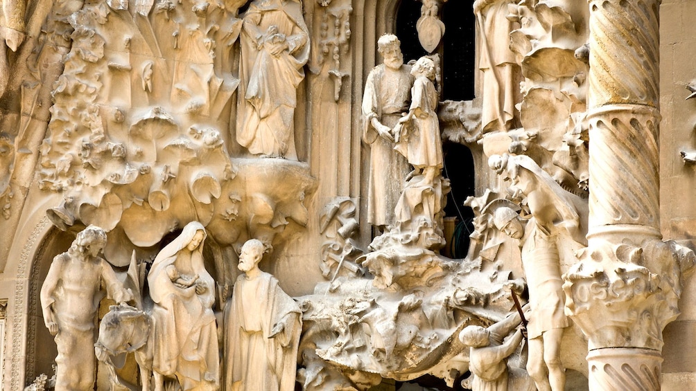 sculpture detail at Sagrada Família church in Barcelona