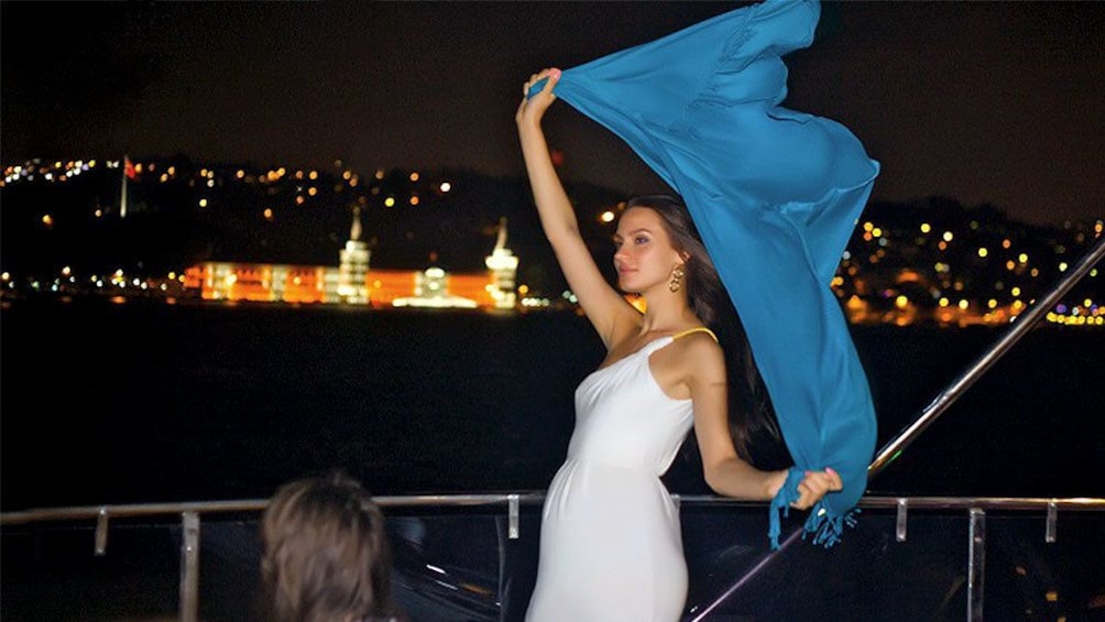 Woman dancing on the deck of the Bosphorus